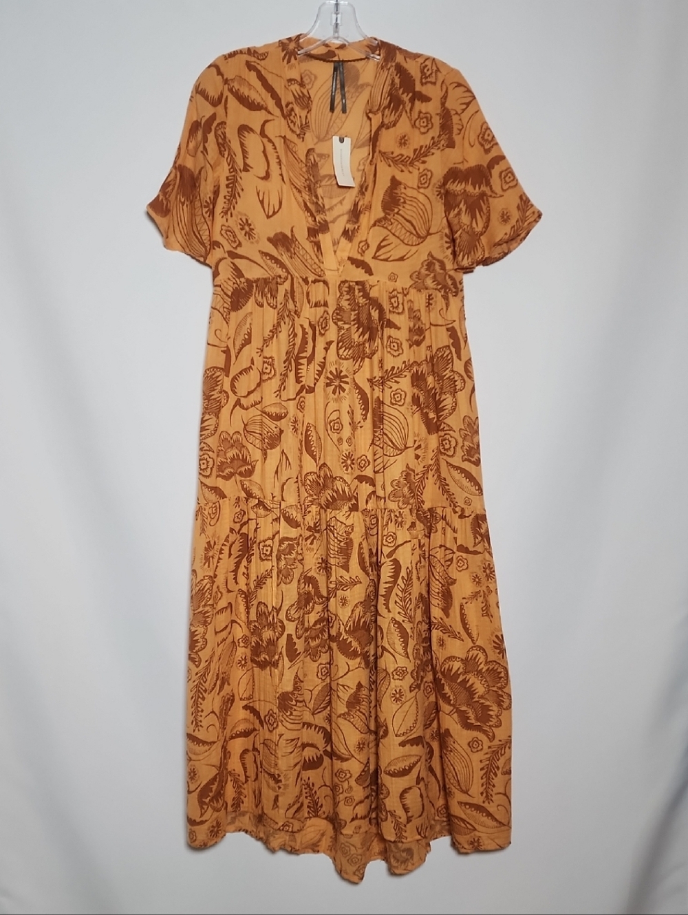 Anthropologie | Kallie Flowy Orange Floral Tiered Maxi Dress
